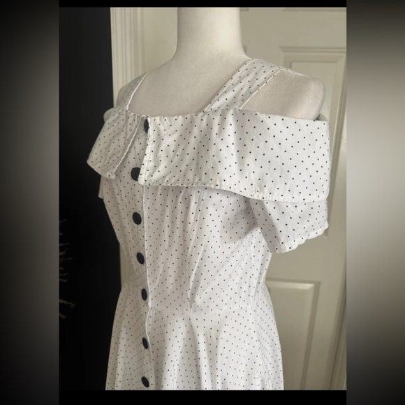Vintage Dawn Joy 100% Cotton Polka Dot Button Up Midi Dress 
size 9/10 (small) - Picture 6 of 12